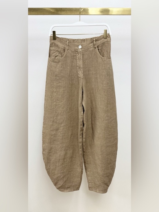 Milio Milano Pants - (155163/E11441-CML) LINEN BARREL PANTS